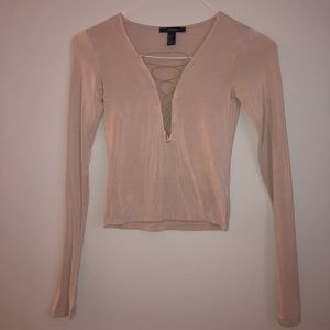 Forever 21 Cropped Long Sleeve Top, Size Small